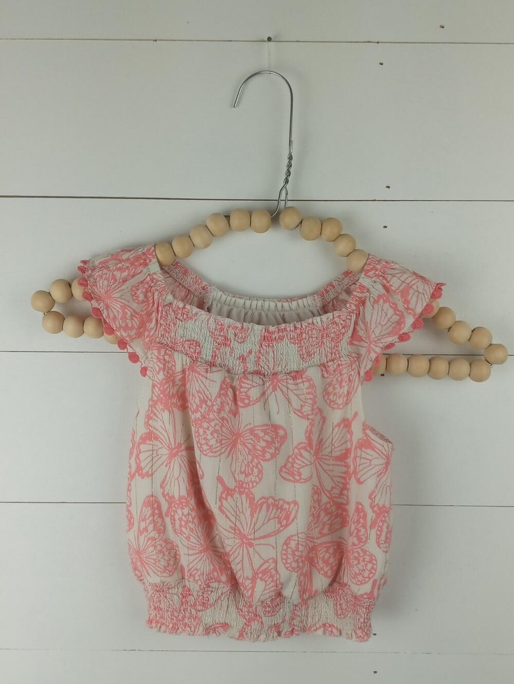 Epic Threads girls size 3T coral gold stripe butterfly design top smock